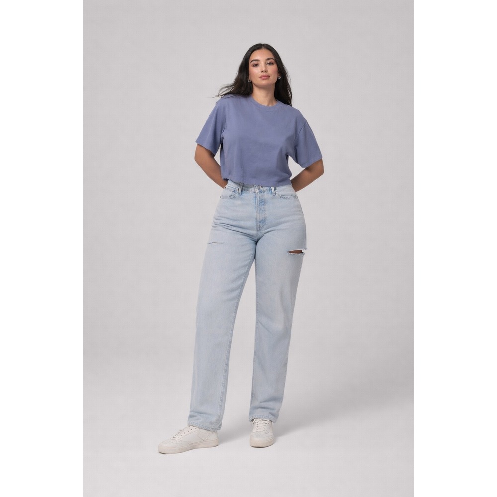 Abercrombie Fitch Curve Love The Dad‎ Jeans Light Wash Cutout High Rise 30 Short